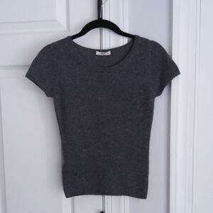 PRADA💥Nwot💥Cashmere Charcoal Gray Short-Sleeve Sweater